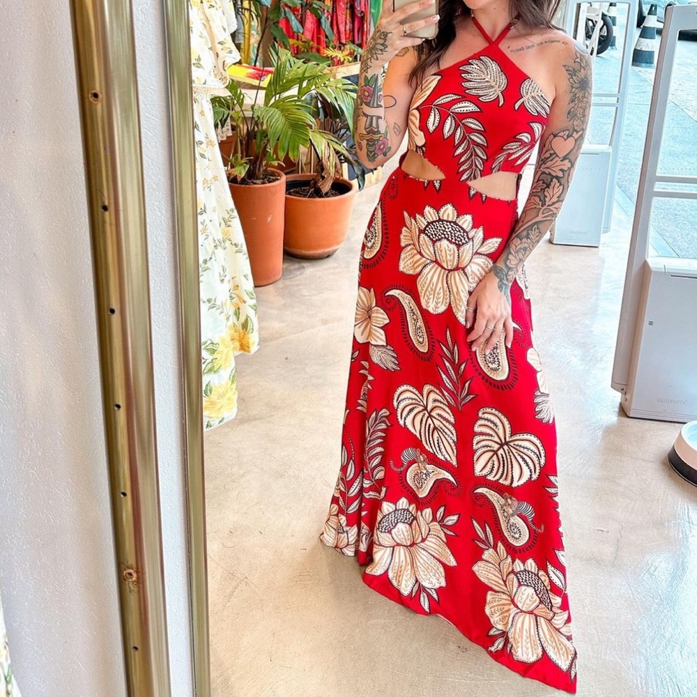 Floral Red Maxi Dress